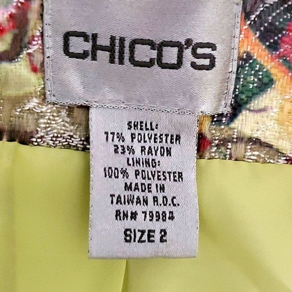 Chico's Floral Textured Satiny  Chic Long Sleeve Career Office Blazer - Picture 8 of 9